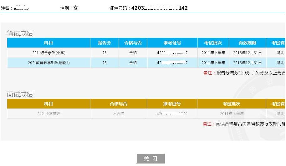 教师资格证面试合格分数线